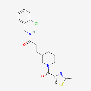 molecular formula C20H24ClN3O2S B4258845 N-(2-chlorobenzyl)-3-{1-[(2-methyl-1,3-thiazol-4-yl)carbonyl]-3-piperidinyl}propanamide 