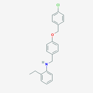 molecular formula C22H22ClNO B425889 N-{4-[(4-chlorobenzyl)oxy]benzyl}-2-ethylaniline 