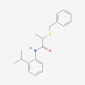 molecular formula C19H23NOS B425892 2-(benzylsulfanyl)-N-(2-isopropylphenyl)propanamide 