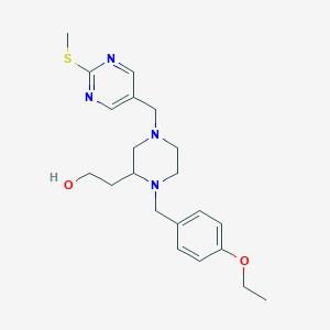 molecular formula C21H30N4O2S B4258925 2-(1-(4-ethoxybenzyl)-4-{[2-(methylthio)-5-pyrimidinyl]methyl}-2-piperazinyl)ethanol 