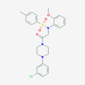 molecular formula C26H28ClN3O4S B425897 N-[2-[4-(3-chlorophenyl)piperazin-1-yl]-2-oxoethyl]-N-(2-methoxyphenyl)-4-methylbenzenesulfonamide 