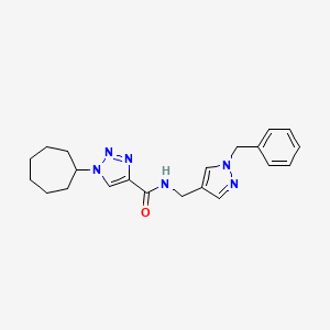 molecular formula C21H26N6O B4258975 N-[(1-benzyl-1H-pyrazol-4-yl)methyl]-1-cycloheptyl-1H-1,2,3-triazole-4-carboxamide 