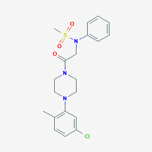 molecular formula C20H24ClN3O3S B425898 N-{2-[4-(5-chloro-2-methylphenyl)-1-piperazinyl]-2-oxoethyl}-N-phenylmethanesulfonamide 