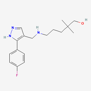 molecular formula C17H24FN3O B4258983 5-({[3-(4-fluorophenyl)-1H-pyrazol-4-yl]methyl}amino)-2,2-dimethylpentan-1-ol 