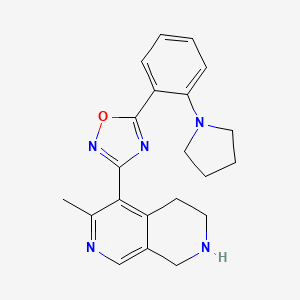 molecular formula C21H23N5O B4258993 6-methyl-5-{5-[2-(1-pyrrolidinyl)phenyl]-1,2,4-oxadiazol-3-yl}-1,2,3,4-tetrahydro-2,7-naphthyridine trifluoroacetate 