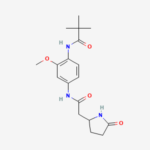 molecular formula C18H25N3O4 B4259003 N-(2-methoxy-4-{[(5-oxopyrrolidin-2-yl)acetyl]amino}phenyl)-2,2-dimethylpropanamide 