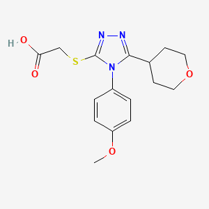 {[4-(4-methoxyphenyl)-5-(tetrahydro-2H-pyran-4-yl)-4H-1,2,4-triazol-3-yl]thio}acetic acid