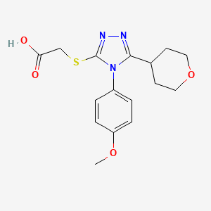 molecular formula C16H19N3O4S B4259020 {[4-(4-methoxyphenyl)-5-(tetrahydro-2H-pyran-4-yl)-4H-1,2,4-triazol-3-yl]thio}acetic acid 