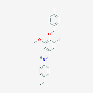 molecular formula C24H26INO2 B425903 N-(4-ethylphenyl)-N-{3-iodo-5-methoxy-4-[(4-methylbenzyl)oxy]benzyl}amine 