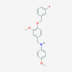 molecular formula C22H22FNO3 B425908 N-{4-[(3-fluorobenzyl)oxy]-3-methoxybenzyl}-4-methoxyaniline 