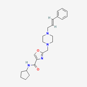 molecular formula C23H30N4O2 B4259090 N-cyclopentyl-2-({4-[(2E)-3-phenyl-2-propen-1-yl]-1-piperazinyl}methyl)-1,3-oxazole-4-carboxamide 