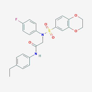 molecular formula C24H23FN2O5S B425910 2-[(2,3-dihydro-1,4-benzodioxin-6-ylsulfonyl)-4-fluoroanilino]-N-(4-ethylphenyl)acetamide 