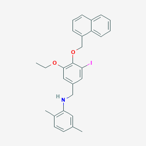 molecular formula C28H28INO2 B425913 N-[3-ethoxy-5-iodo-4-(naphthalen-1-ylmethoxy)benzyl]-2,5-dimethylaniline 