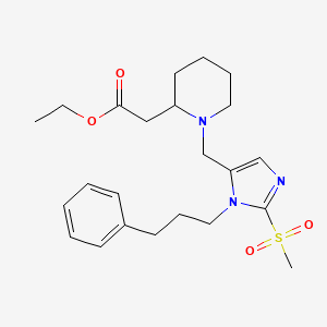 molecular formula C23H33N3O4S B4259155 ethyl (1-{[2-(methylsulfonyl)-1-(3-phenylpropyl)-1H-imidazol-5-yl]methyl}-2-piperidinyl)acetate 