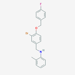 molecular formula C21H19BrFNO B425916 N-{3-bromo-4-[(4-fluorobenzyl)oxy]benzyl}-2-methylaniline 