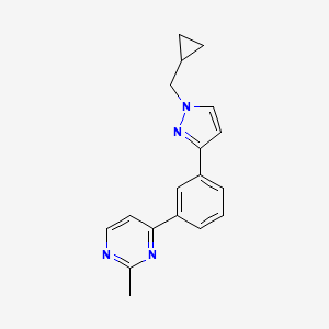 molecular formula C18H18N4 B4259165 4-{3-[1-(cyclopropylmethyl)-1H-pyrazol-3-yl]phenyl}-2-methylpyrimidine 