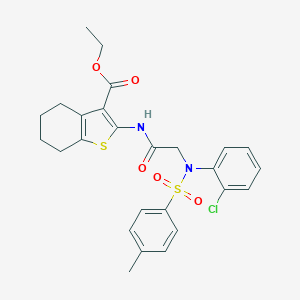 Ethyl 2-[({2-chloro[(4-methylphenyl)sulfonyl]anilino}acetyl)amino]-4,5,6,7-tetrahydro-1-benzothiophene-3-carboxylate