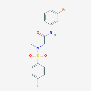 molecular formula C15H14BrFN2O3S B425919 N-(3-bromophenyl)-2-[[(4-fluorophenyl)sulfonyl](methyl)amino]acetamide 