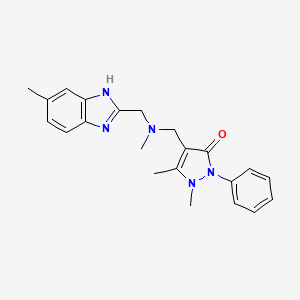 molecular formula C22H25N5O B4259191 1,5-dimethyl-4-({methyl[(5-methyl-1H-benzimidazol-2-yl)methyl]amino}methyl)-2-phenyl-1,2-dihydro-3H-pyrazol-3-one 