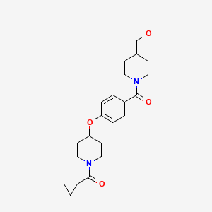 molecular formula C23H32N2O4 B4259194 1-(cyclopropylcarbonyl)-4-(4-{[4-(methoxymethyl)-1-piperidinyl]carbonyl}phenoxy)piperidine 