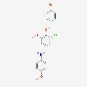 molecular formula C22H21BrClNO3 B425921 N-{4-[(4-bromobenzyl)oxy]-3-chloro-5-methoxybenzyl}-4-methoxyaniline 