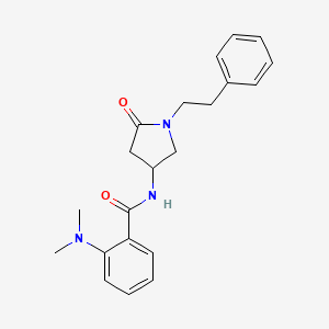 molecular formula C21H25N3O2 B4259222 2-(dimethylamino)-N-[5-oxo-1-(2-phenylethyl)-3-pyrrolidinyl]benzamide 