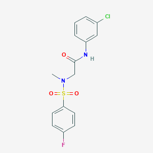 molecular formula C15H14ClFN2O3S B425923 N-(3-chlorophenyl)-2-[[(4-fluorophenyl)sulfonyl](methyl)amino]acetamide 
