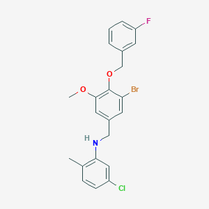 molecular formula C22H20BrClFNO2 B425924 N-{3-bromo-4-[(3-fluorobenzyl)oxy]-5-methoxybenzyl}-5-chloro-2-methylaniline 