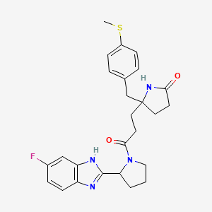 molecular formula C26H29FN4O2S B4259293 5-{3-[2-(5-fluoro-1H-benzimidazol-2-yl)-1-pyrrolidinyl]-3-oxopropyl}-5-[4-(methylthio)benzyl]-2-pyrrolidinone 