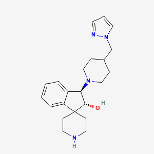 molecular formula C22H30N4O B4259301 rel-(2R,3R)-3-[4-(1H-pyrazol-1-ylmethyl)-1-piperidinyl]-2,3-dihydrospiro[indene-1,4'-piperidin]-2-ol bis(trifluoroacetate) (salt) 