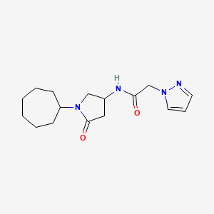 N-(1-cycloheptyl-5-oxo-3-pyrrolidinyl)-2-(1H-pyrazol-1-yl)acetamide