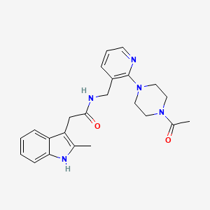 molecular formula C23H27N5O2 B4259312 N-{[2-(4-acetyl-1-piperazinyl)-3-pyridinyl]methyl}-2-(2-methyl-1H-indol-3-yl)acetamide 