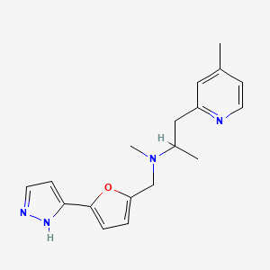 molecular formula C18H22N4O B4259339 N-methyl-1-(4-methylpyridin-2-yl)-N-{[5-(1H-pyrazol-5-yl)-2-furyl]methyl}propan-2-amine 