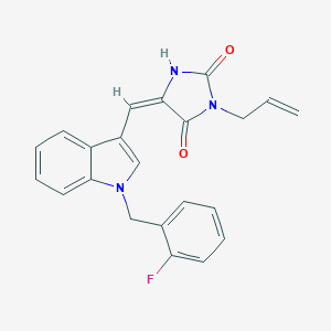 molecular formula C22H18FN3O2 B425934 3-allyl-5-{[1-(2-fluorobenzyl)-1H-indol-3-yl]methylene}-2,4-imidazolidinedione 