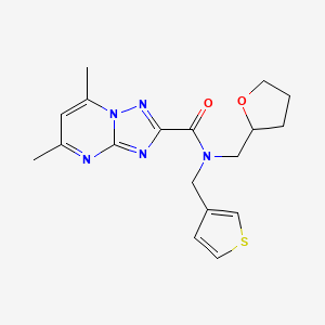 molecular formula C18H21N5O2S B4259343 5,7-dimethyl-N-(tetrahydrofuran-2-ylmethyl)-N-(3-thienylmethyl)[1,2,4]triazolo[1,5-a]pyrimidine-2-carboxamide 
