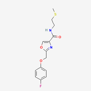 molecular formula C14H15FN2O3S B4259358 2-[(4-fluorophenoxy)methyl]-N-[2-(methylthio)ethyl]-1,3-oxazole-4-carboxamide 