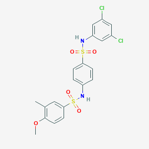molecular formula C20H18Cl2N2O5S2 B425938 N-{4-[(3,5-dichloroanilino)sulfonyl]phenyl}-4-methoxy-3-methylbenzenesulfonamide 