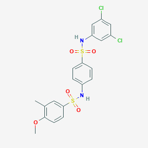 molecular formula C20H18Cl2N2O5S2 B425938 N-[4-[(3,5-dichlorophenyl)sulfamoyl]phenyl]-4-methoxy-3-methylbenzenesulfonamide 