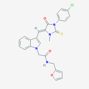 molecular formula C26H21ClN4O3S B425941 2-(3-{[1-(4-chlorophenyl)-3-methyl-5-oxo-2-thioxo-4-imidazolidinylidene]methyl}-1H-indol-1-yl)-N-(2-furylmethyl)acetamide 