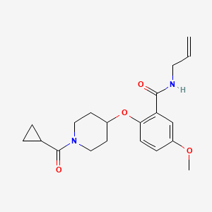 molecular formula C20H26N2O4 B4259417 N-allyl-2-{[1-(cyclopropylcarbonyl)-4-piperidinyl]oxy}-5-methoxybenzamide 