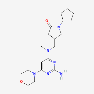 molecular formula C19H30N6O2 B4259426 4-{[(2-amino-6-morpholin-4-ylpyrimidin-4-yl)(methyl)amino]methyl}-1-cyclopentylpyrrolidin-2-one 