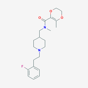 molecular formula C21H29FN2O3 B4259453 N-({1-[2-(2-fluorophenyl)ethyl]-4-piperidinyl}methyl)-N,3-dimethyl-5,6-dihydro-1,4-dioxine-2-carboxamide 