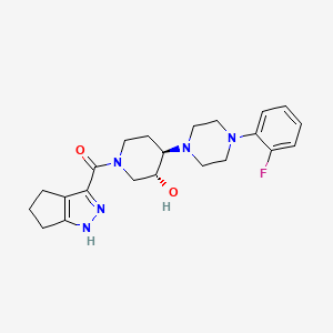 molecular formula C22H28FN5O2 B4259474 (3R*,4R*)-4-[4-(2-fluorophenyl)-1-piperazinyl]-1-(1,4,5,6-tetrahydrocyclopenta[c]pyrazol-3-ylcarbonyl)-3-piperidinol 