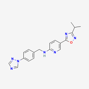 molecular formula C19H19N7O B4259475 5-(3-isopropyl-1,2,4-oxadiazol-5-yl)-N-[4-(1H-1,2,4-triazol-1-yl)benzyl]-2-pyridinamine 