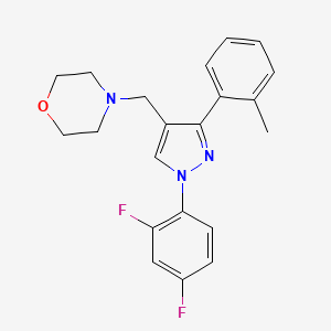 molecular formula C21H21F2N3O B4259482 4-{[1-(2,4-difluorophenyl)-3-(2-methylphenyl)-1H-pyrazol-4-yl]methyl}morpholine 