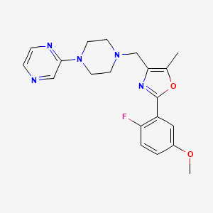 molecular formula C20H22FN5O2 B4259546 2-(4-{[2-(2-fluoro-5-methoxyphenyl)-5-methyl-1,3-oxazol-4-yl]methyl}-1-piperazinyl)pyrazine 