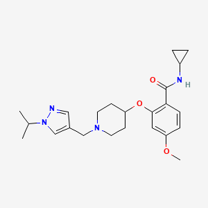 molecular formula C23H32N4O3 B4259564 N-cyclopropyl-2-({1-[(1-isopropyl-1H-pyrazol-4-yl)methyl]-4-piperidinyl}oxy)-4-methoxybenzamide 