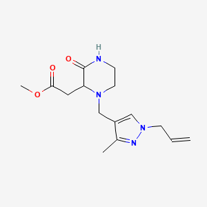 molecular formula C15H22N4O3 B4259581 methyl {1-[(1-allyl-3-methyl-1H-pyrazol-4-yl)methyl]-3-oxopiperazin-2-yl}acetate 