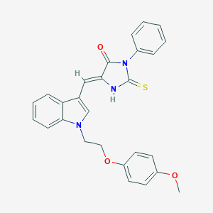 molecular formula C27H23N3O3S B425959 5-({1-[2-(4-methoxyphenoxy)ethyl]-1H-indol-3-yl}methylene)-3-phenyl-2-thioxo-4-imidazolidinone 