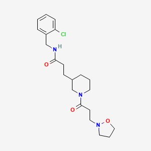 molecular formula C21H30ClN3O3 B4259613 N-(2-chlorobenzyl)-3-{1-[3-(2-isoxazolidinyl)propanoyl]-3-piperidinyl}propanamide 